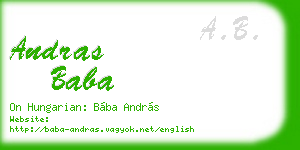 andras baba business card